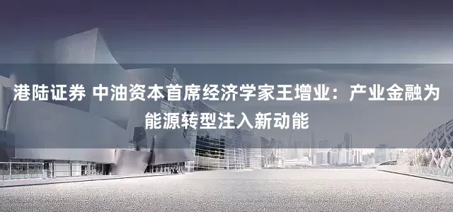 港陆证券 中油资本首席经济学家王增业：产业金融为能源转型注入新动能